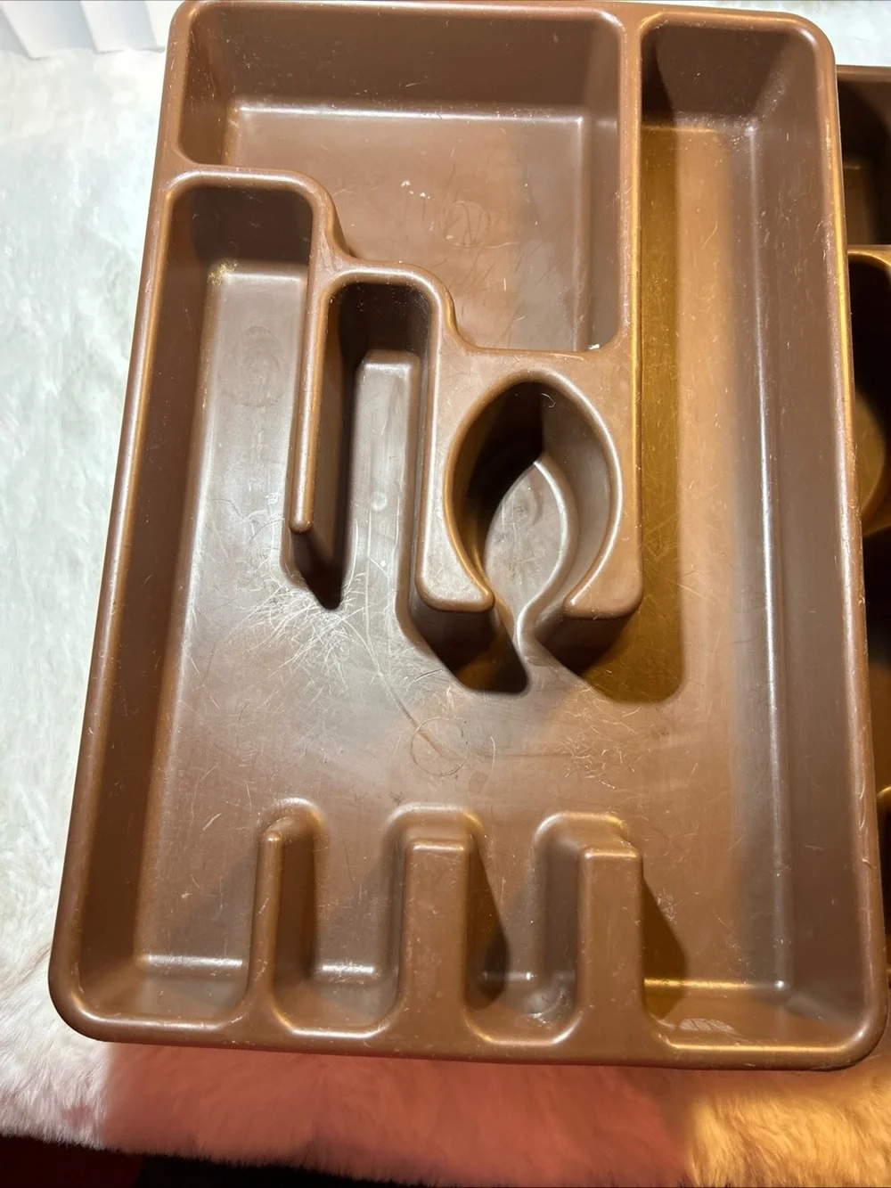 Lot 2 VTG RUBBERMAID #2922 &2921 SILVERWARE DRAWER ORGANIZER UTENSIL TRAY Brown